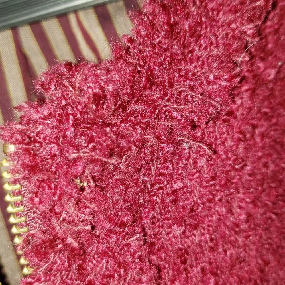 EUC CAbi frayed hem crop jacket blazer deep red pockets zipper Wool blend sz 8. - Picture 3 of 9